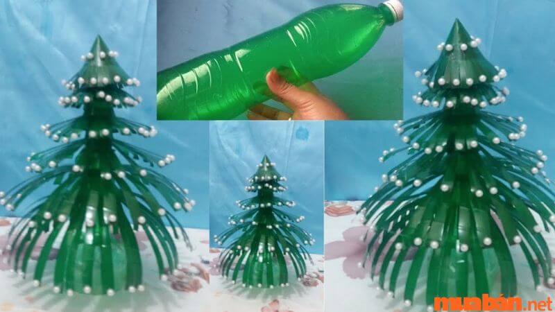 Cách làm cây thông noel bằng chai nhựa