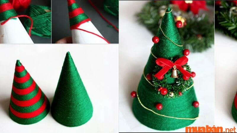 Cách làm cây thông Noel bằng len