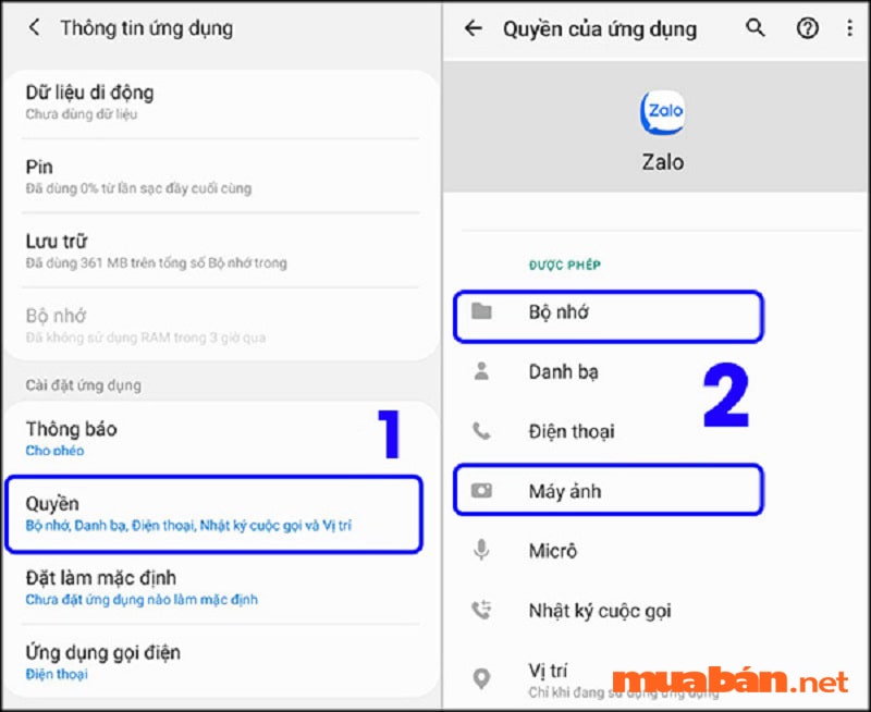 Cấp quyền truy cập ảnh cho Zalo trên điện thoại Android