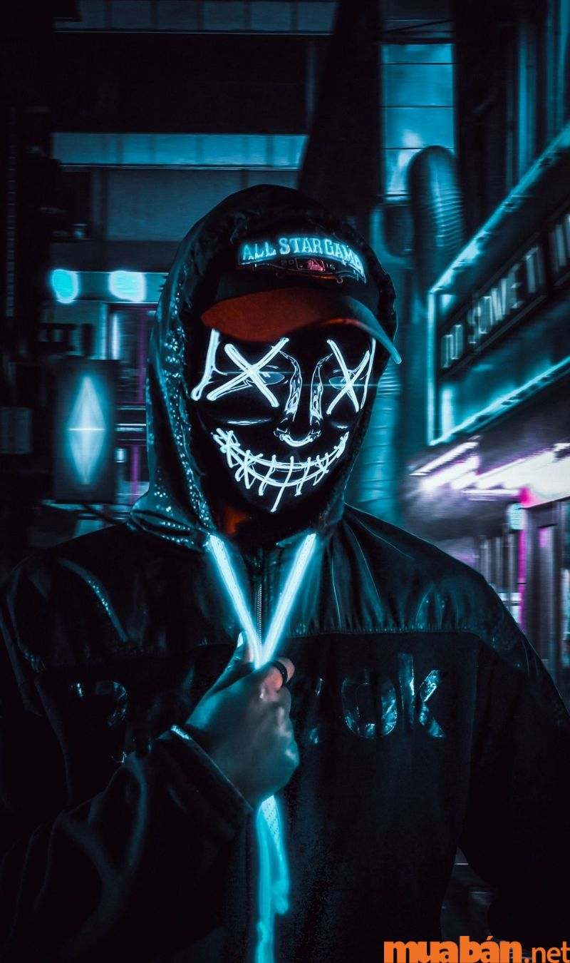 Hình nền bàn phím chất - Neon Mask