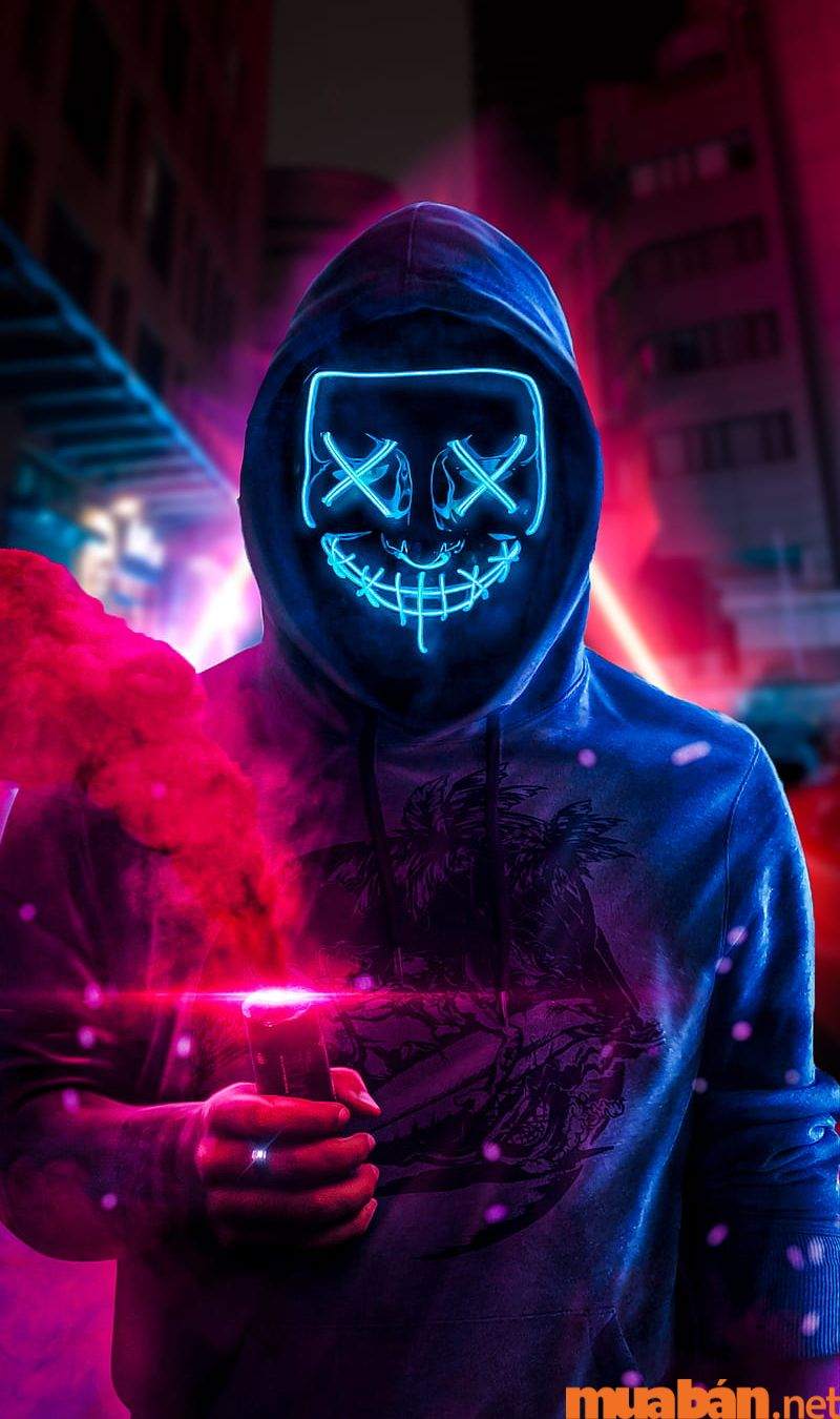 Hình nền bàn phím chất - Neon Mask