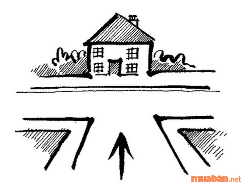 Trong phong thủy trước cửa nhà, cần tránh xây nhà ở ngã ba nơi có lối đi đâm thẳng vào nhà.