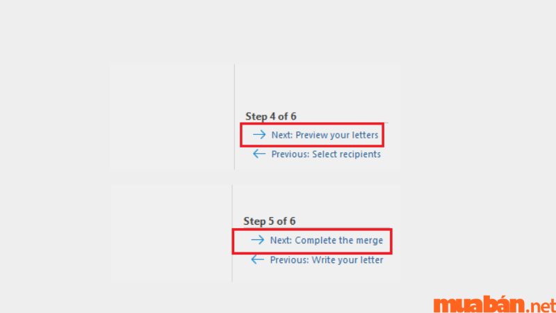 Sử dụng Mail merge trong Word bước 8
