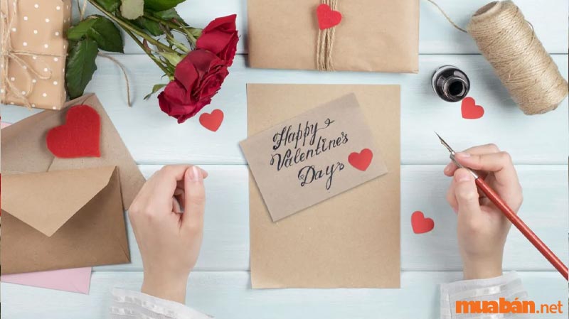 Mẫu thiệp dạng thư đơn giản cho ngày Valentine