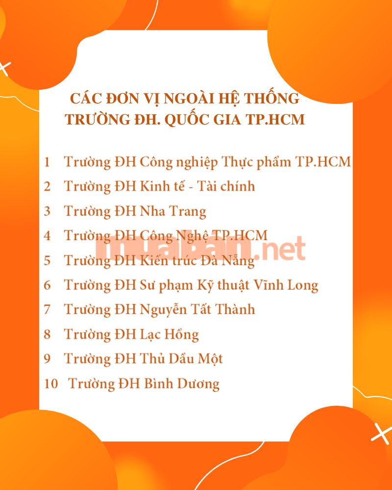 Các đơn vị ngoài hệ thống ĐH. Quốc gia TP.HCM