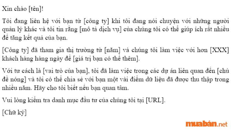 Một email giới thiệu sản phẩm chuẩn sẽ đề cập đến đầy đủ các nội dung về công ty, các thông tin như nguồn gốc, thành phần, tính năng của sản phẩm. 