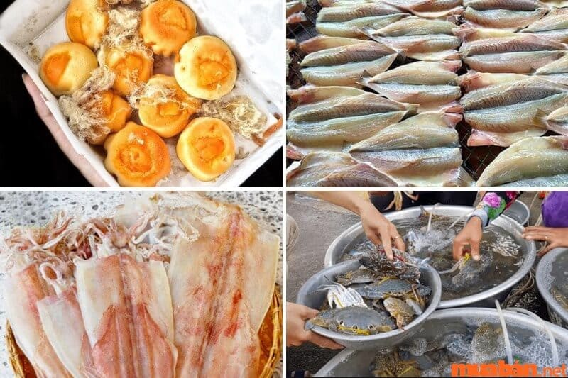 Hải sản tươi sống và hải sản khô là những món quà nên mua sau kỳ nghỉ tại Hồ Tràm.
