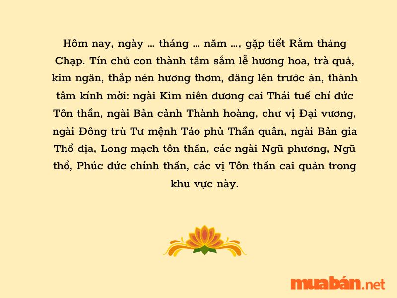 Văn khấn rằm tháng Chạp - cách khấn với thần linh, ông bà