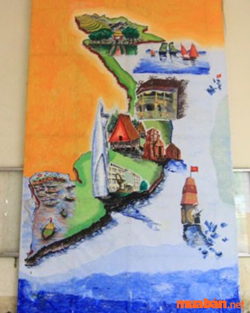 Tranh bản đồ Việt Nam (Do sinh viên YDS vẽ)