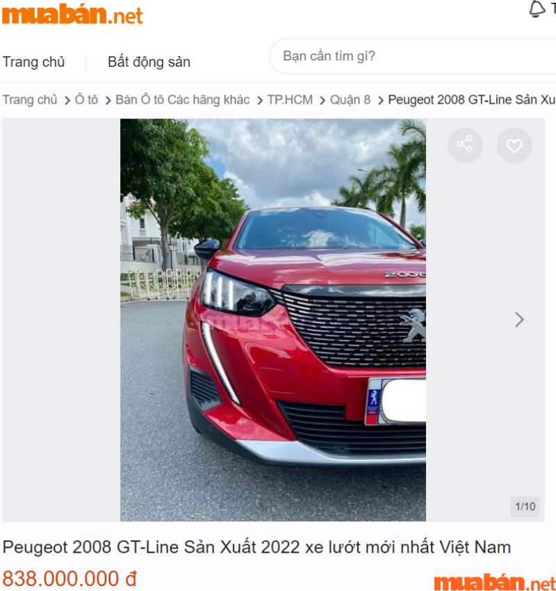 Giá xe Peugeot tại muaban.net