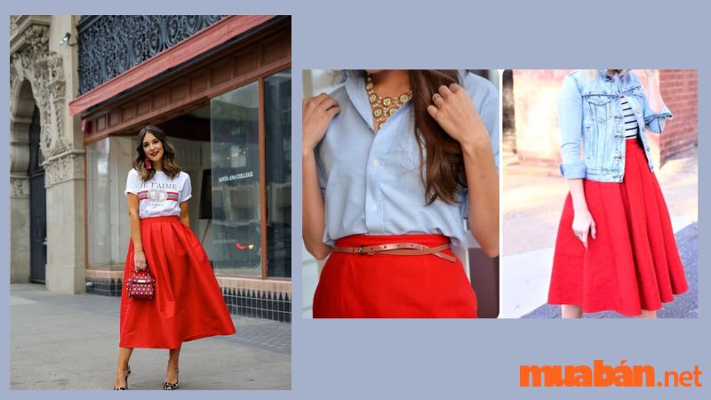 Chân váy xòe dáng ngắn đỏ đun | Shopee Việt Nam