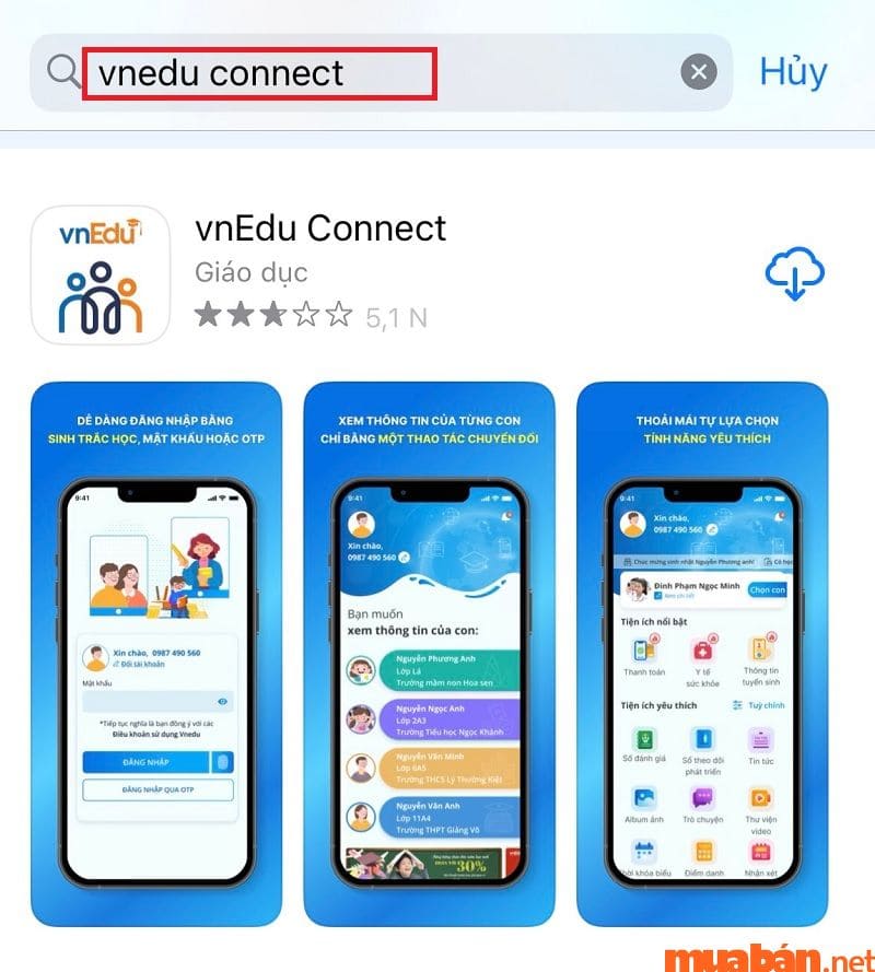 Nhập từ khóa vnEdu Connect vào ô tìm kiếm