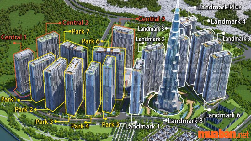 Tòa nhà cao nhất Việt Nam - Landmark 5 nằm kế cạnh Landmark 2,3 và 4 tạo nên một thành phố thu nhỏ hiện đại