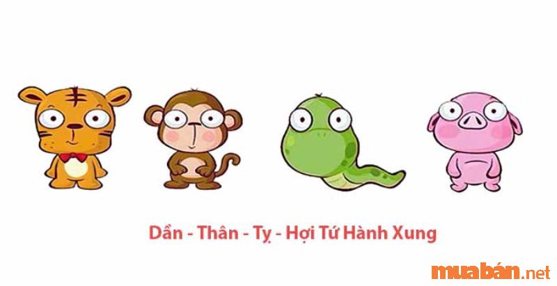 Tứ hành xung Dần Thân Tỵ Hợi