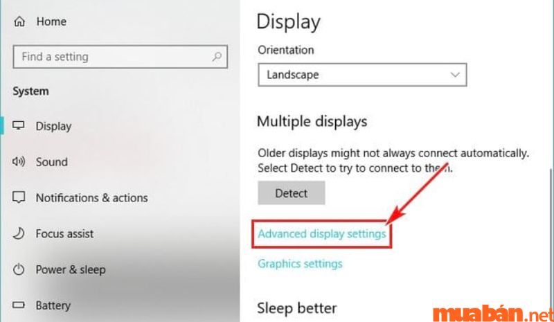 Kiếm để chọn dòng Advanced display settings