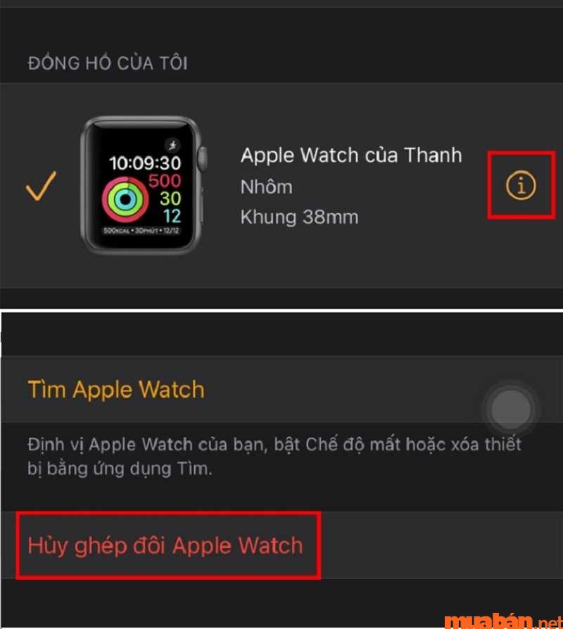 Chọn tiếp Hủy ghép đôi Apple Watch để hoàn tất quá trình hủy kết nối