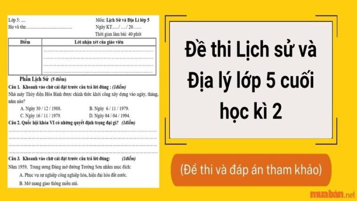 Tổng hợp đề thi lịch sử và địa lý lớp 5 cuối học kì 2 có đáp án mới nhất 2023