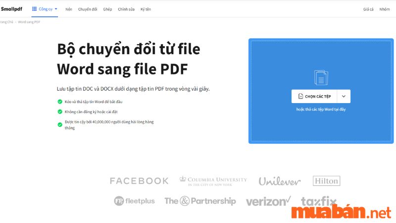 Cách chuyển file word sang pdf trực tuyến bằng web smallpdf