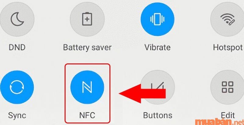 Dùng thanh công cụ nhanh trên màn hình chính cũng có thể bật được NFC