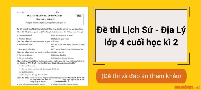 Đề thi Lịch Sử - Địa Lý lớp 4 cuối học kì 2