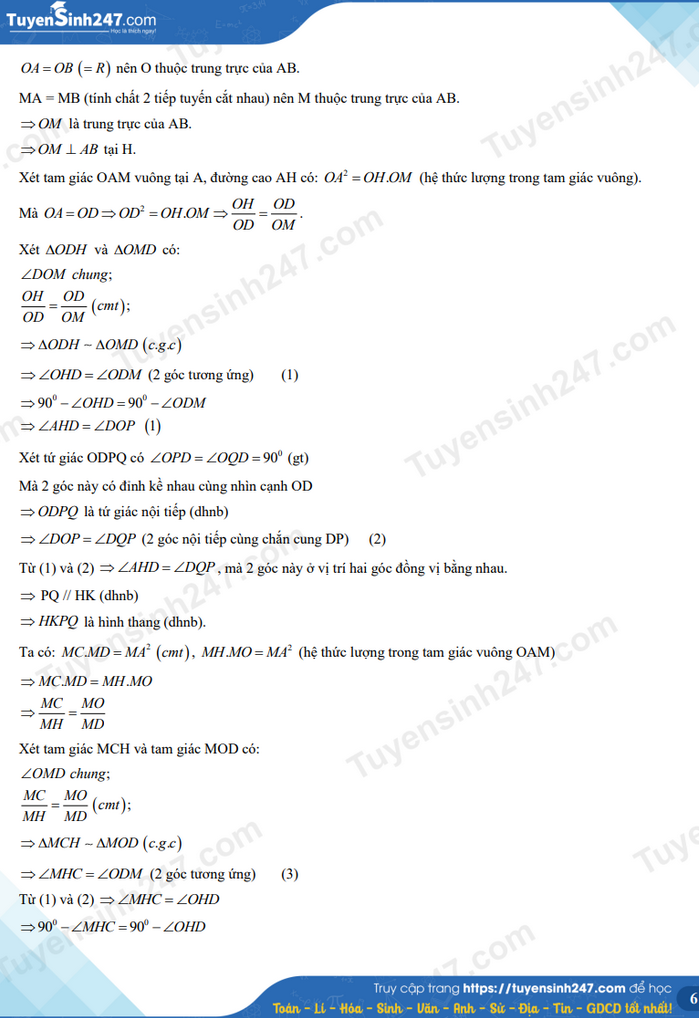 Giải chi tiết đề thi vào lớp 10 năm học 2022-2023 môn Toán - Hà Nội (trang 6)