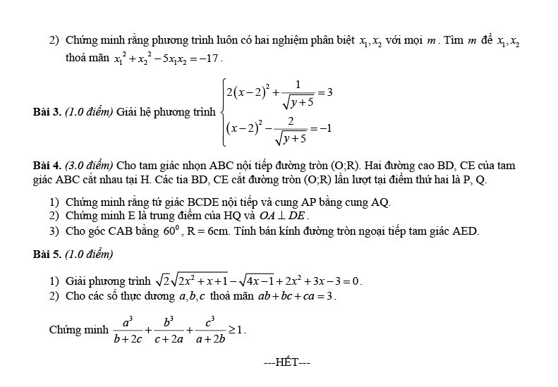 Đề thi tuyển sinh lớp 10 môn toán Nam Định 2020 (trang 2)