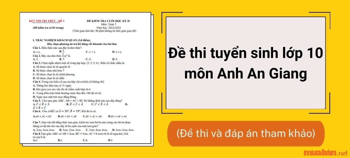 Tổng hợp đề thi tuyển sinh lớp 10 môn Anh An Giang mới nhất