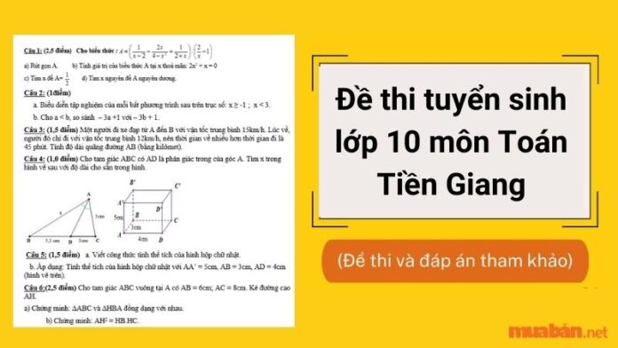 Đề thi tuyển sinh lớp 10 môn Toán Tiền Giang