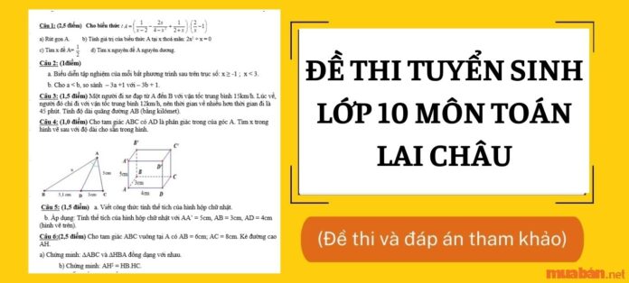 Đề thi tuyển sinh lớp 10 môn Toán Lai Châu