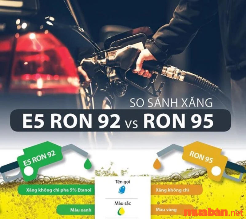 So sánh xăng Ron 95 với xăng 92