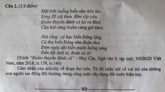 Đề thi tuyển sinh lớp 10 môn văn Thanh Hóa 2022-2023 (Phần 2)