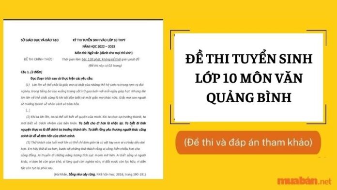 Đề thi Tuyển sinh lớp 10 môn Văn Quảng Bình