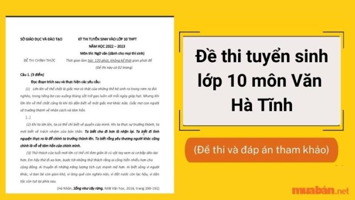 Đề thi tuyển sinh lớp 10 môn Văn Hà Tĩnh