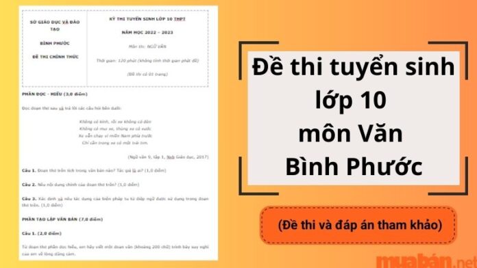 Tổng hợp đề thi tuyển sinh lớp 10 môn văn Bình Phước các năm kèm đáp án