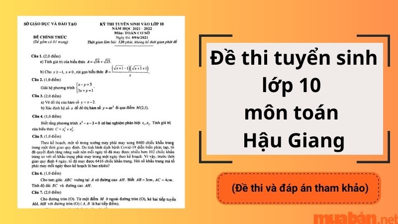 Đề thi tuyển sinh lớp 10 môn Văn Hậu Giang