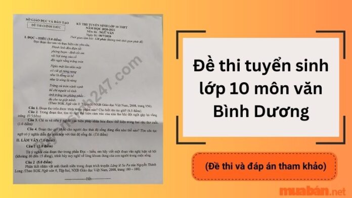 Đề thi tuyển sinh lớp 10 môn Văn Bình Dương