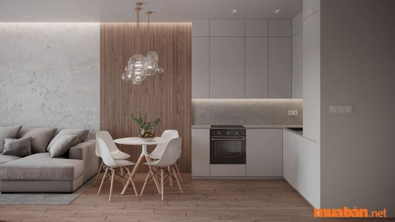 Đối với mô hình nhà ở có diện tích từ nhỏ đến trung bình, không gian bếp sẽ bị hạn chế. Vì vậy, tủ bếp thường được thiết kế nhỏ gọn và đơn giản để không chiếm nhiều diện tích.