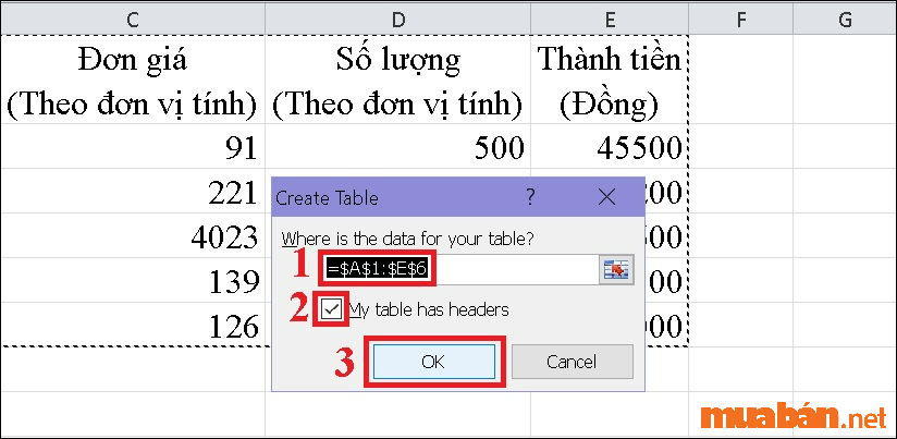 Cách tạo bảng trong excel