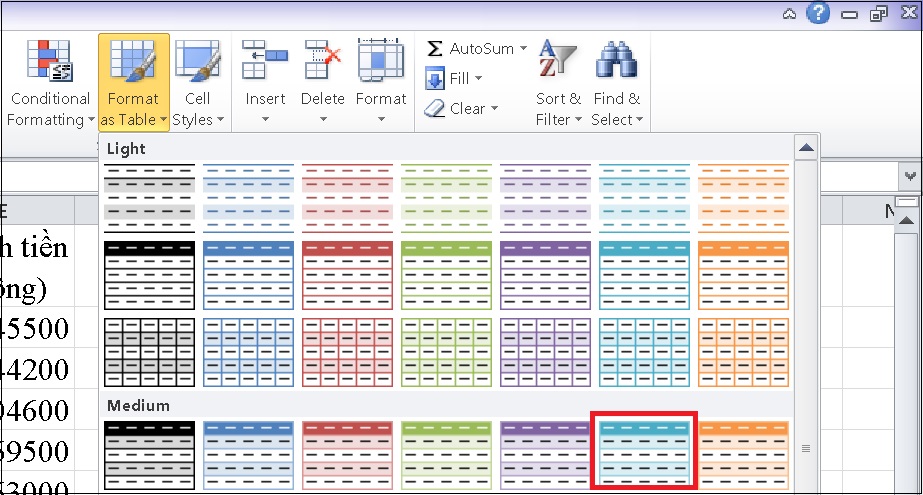 Cách tạo bảng bằng Excel 