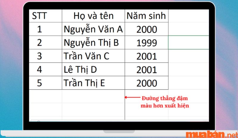 Đường kẻ đậm thể hiệnđã hoàn thành xong việc cố định