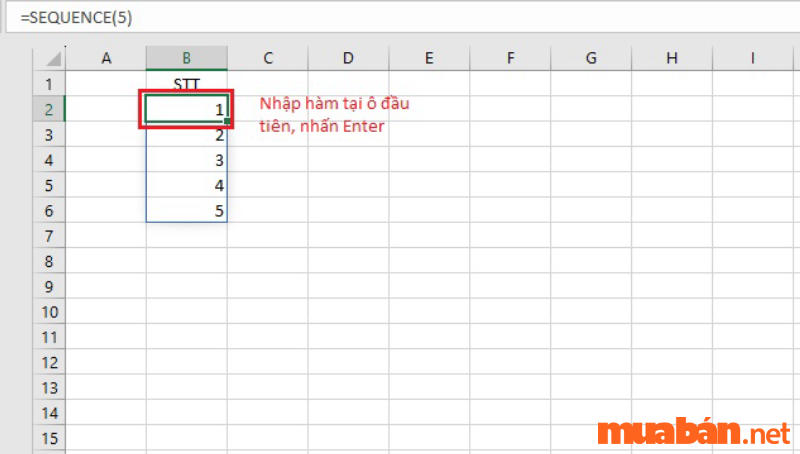 Sử dụng hàm SEQUENCE để đánh số thứ tự trong Excel