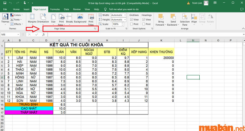 Cách in Excel