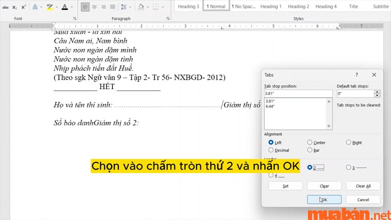 Bạn có thể tạo dấu chấm tự động bằng Tabs