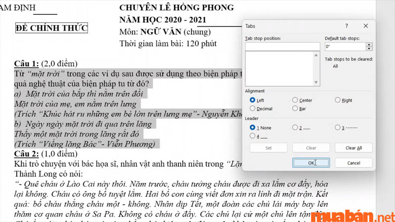 Bạn có thể xóa nhiều tab trên nhiều đoạn văn bằng hộp thoại Tabs