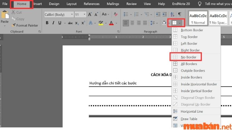 Cách xóa dòng kẻ trong Word