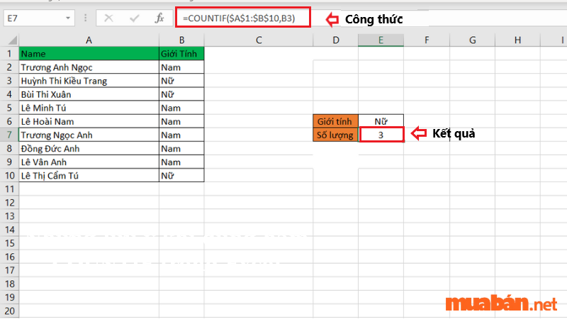 Cách dùng hàm Countif