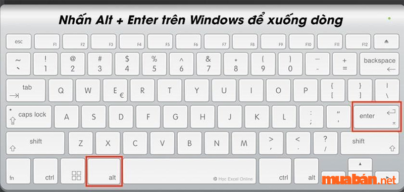 Nhấn Alt + Enter trên bàn phím để nhập ngắt dòng trong Excel trên hệ điều hành Windows