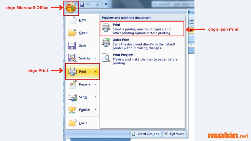 Hướng dẫn in 2 mặt trong Word 2007 cho máy in 1 mặt - bước 1