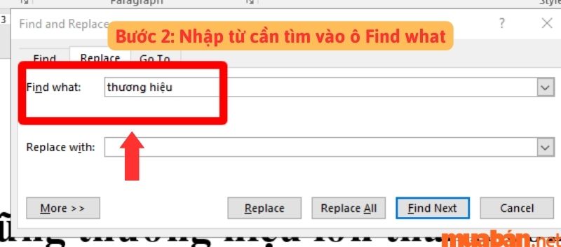 Cách thay thế từ, cụm từ trong Word