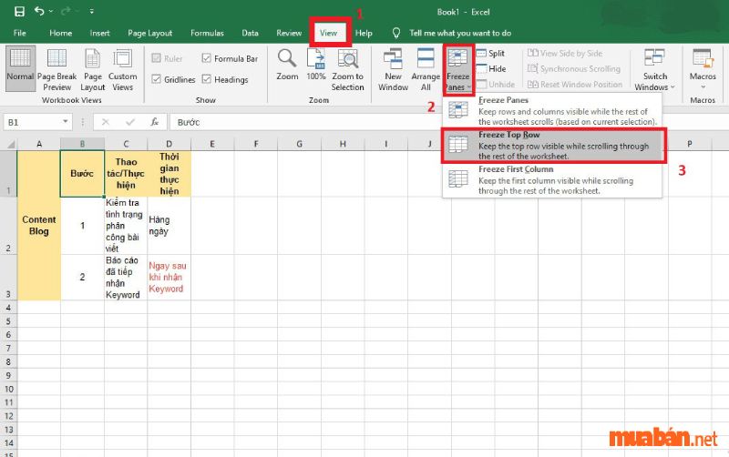 Cách cố định dòng trong Excel đơn giản